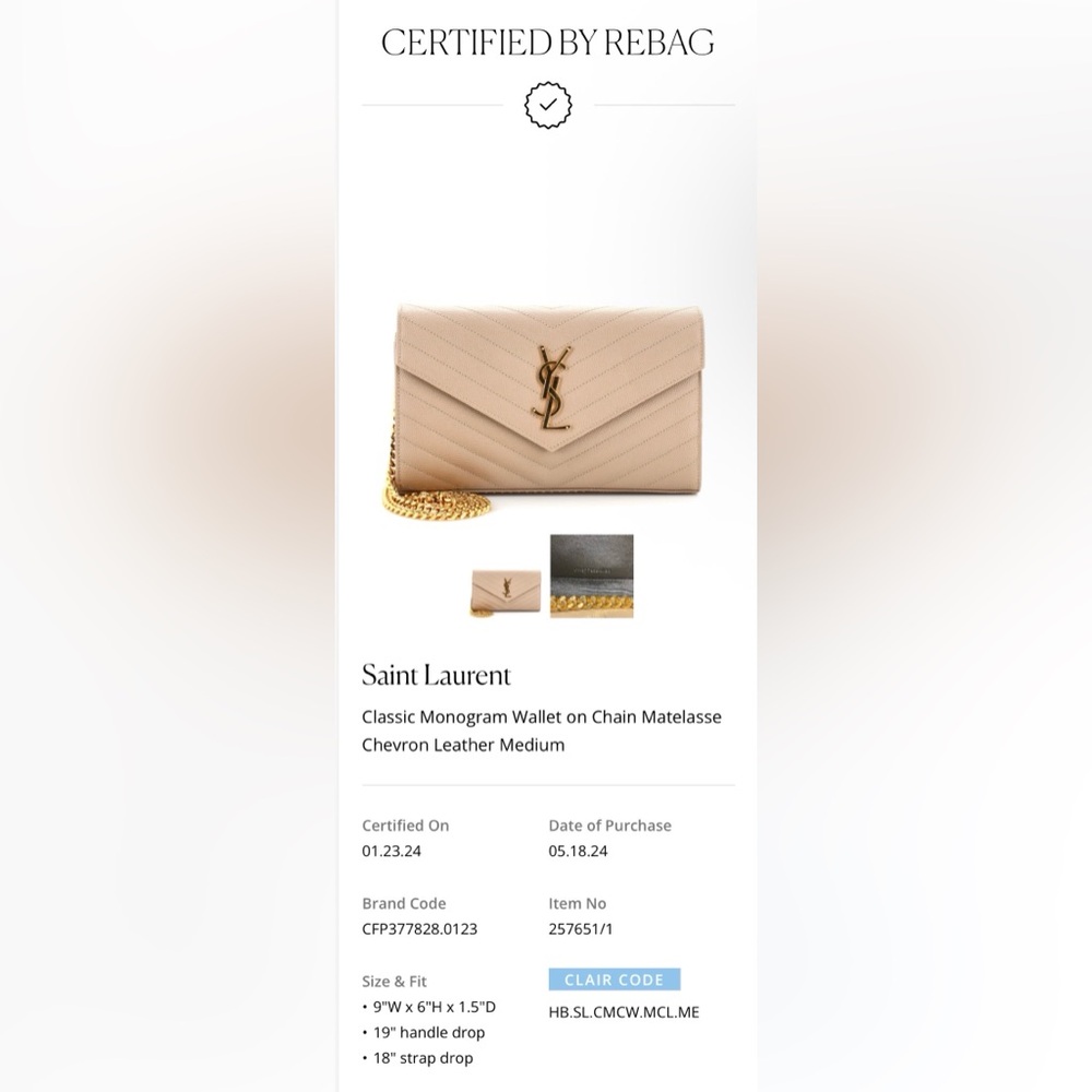 Saint Laurent Taupe Quilted Leather Chain Shoulder Bag with Gold Hardware - Picture 10 of 10